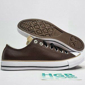 Converse Chuck Taylor All Star OX Men's Brown Leather Sneaker Shoe 168541C